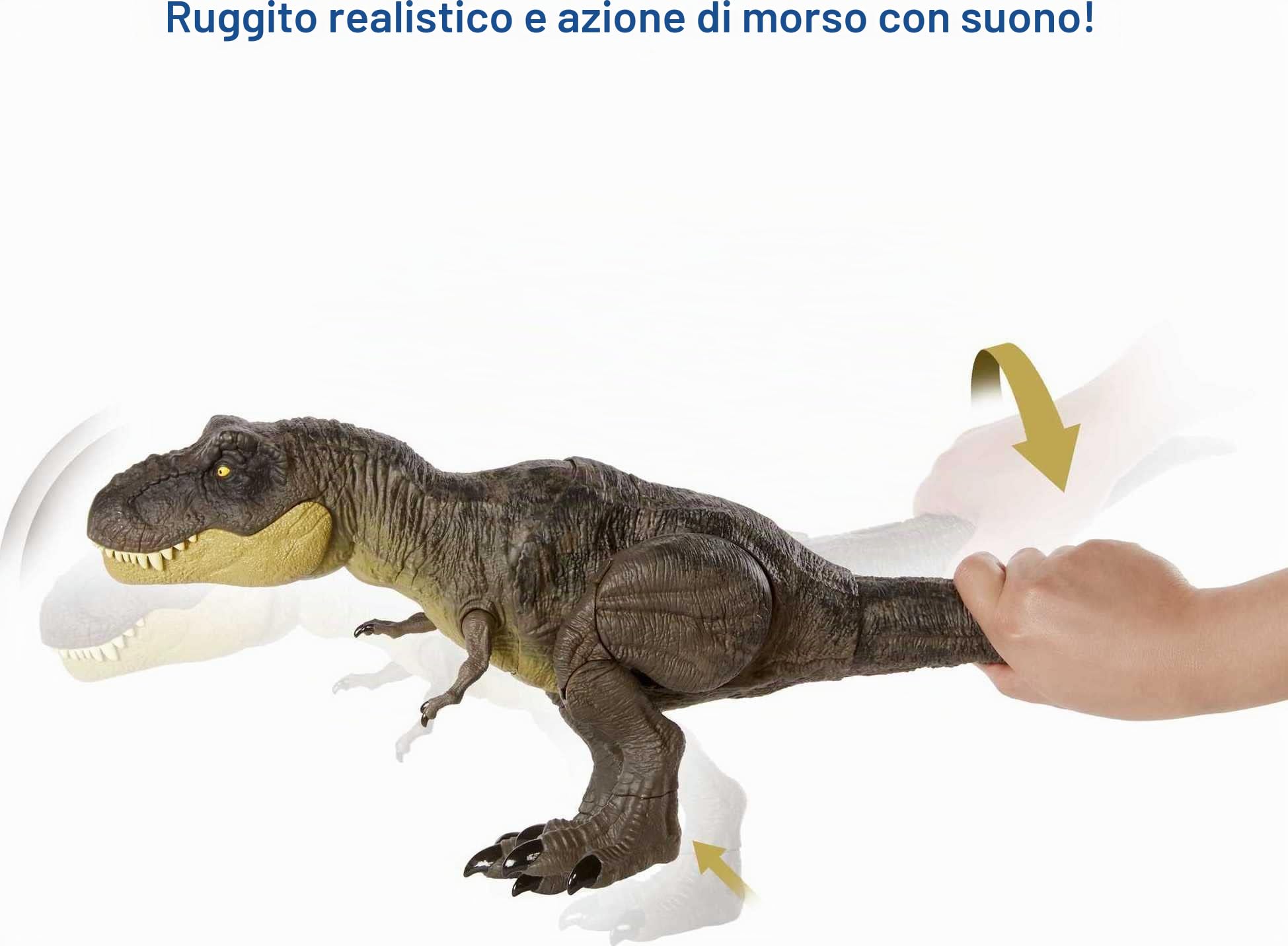 Jurassic World- T-Rex Passi Letale Articolato con Suoni, Giocattolo per Bambini 4+Anni, GWD67
