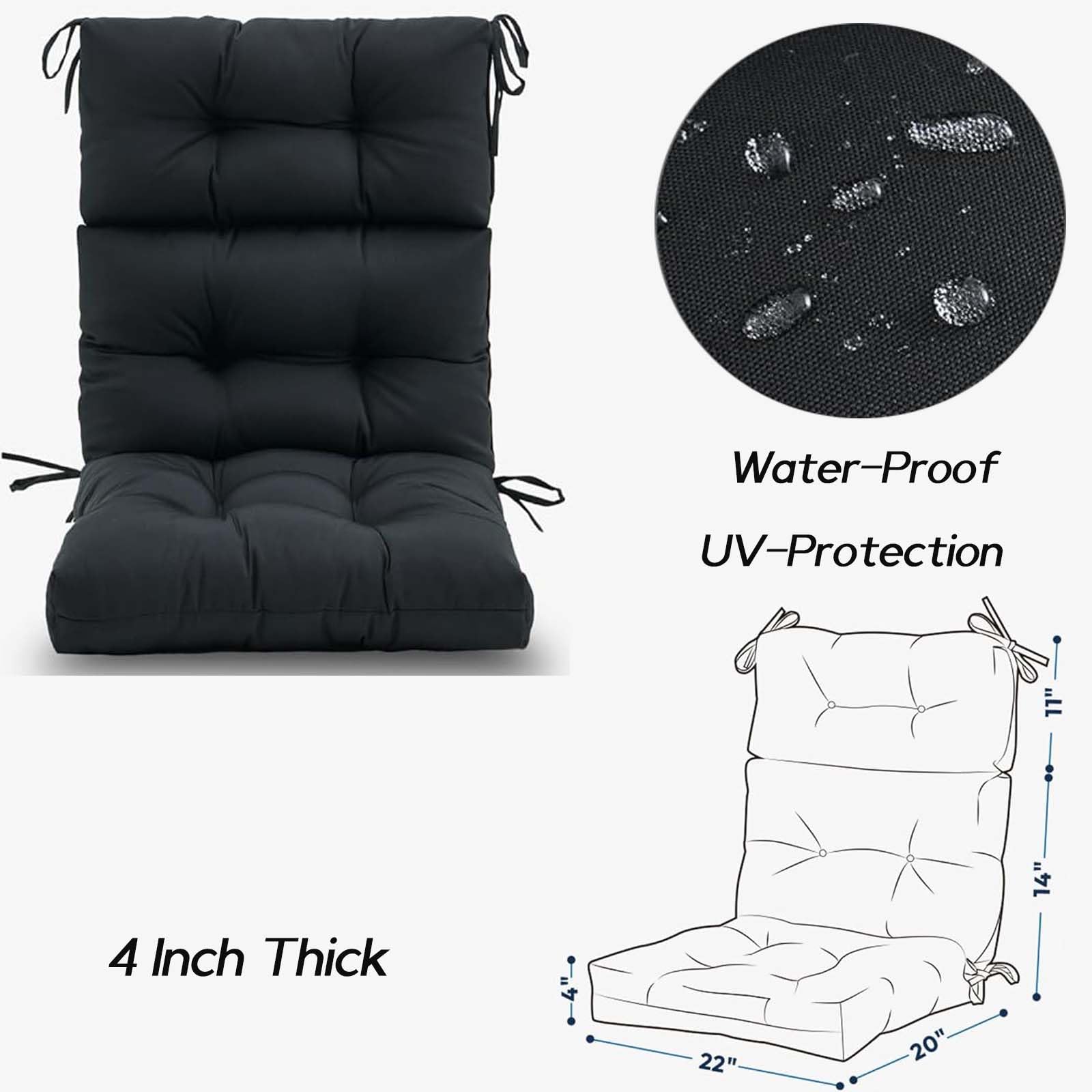 High Back Chair Cushion with Ties,Thicken High Back Chair Pad for Single Sofa Chair Outdoor Patio Chair Cushion Wine