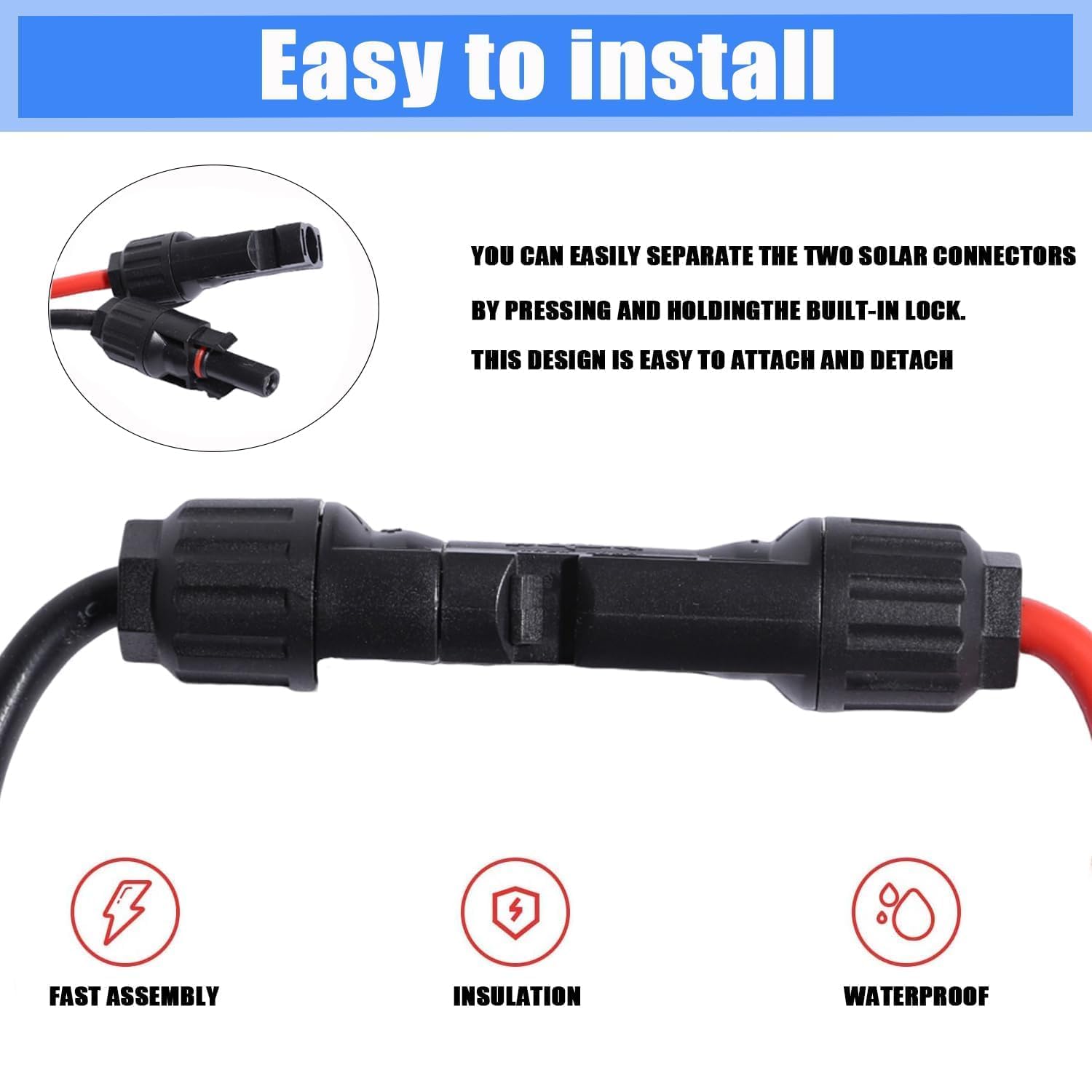 30CM MC4 Anderson Solarstecker Kabel 50A 10AWG 600V Wasserdichter Y Stecker Plug and Play Solarpanel Verlängerungskabel für SolargeneratorTragbare Generatoren Energiespeicher RV