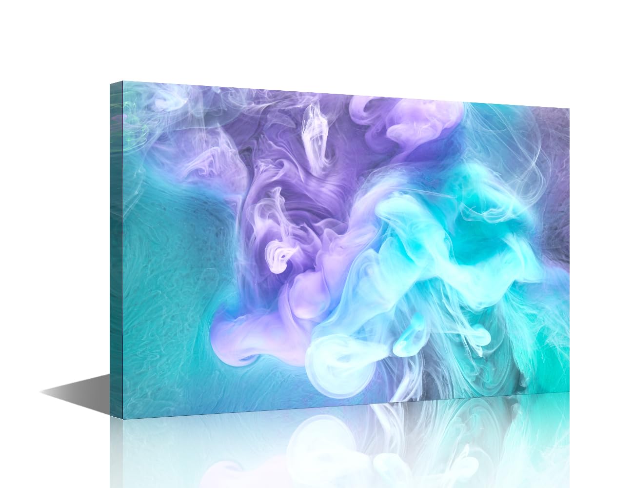 TISHIRON Wall Art for Living Room Lake Blue Purple Smoke Abstract Background Acrylic Paint Underwater Explosion Canvas Pictures Bathroom Kitchen Farmhouse Wall Decor 1 Pieces(12" Wx18 H)