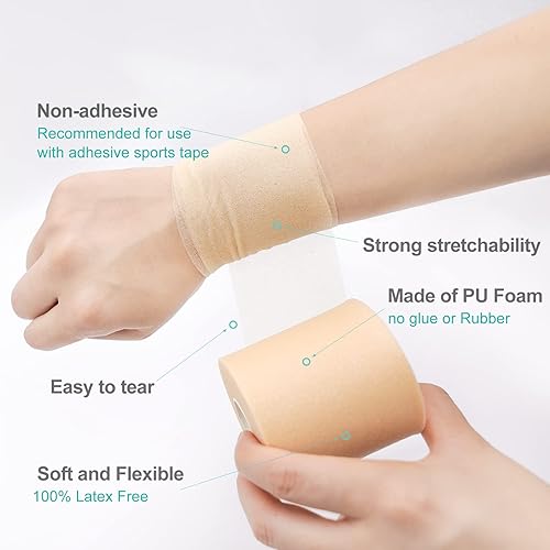 Miniatura 2 de Dimora Cinta atlética blanca y cinta preenvolvente, sin residuos pegajosos, cintas atléticas y envolturas fáciles de rasgar, cinta de gimnasia para