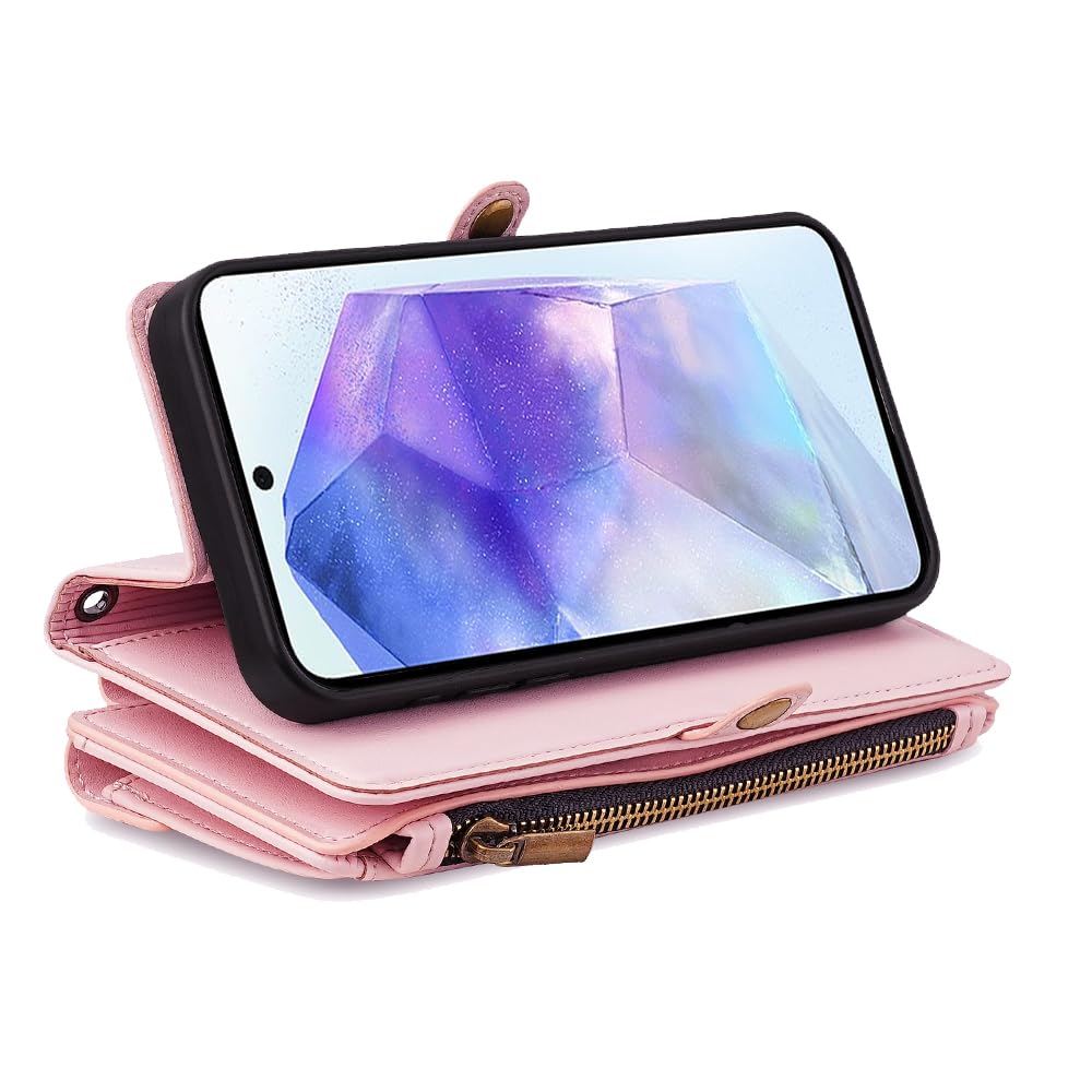 BELLA BEAR Etui Realme GT Neo 6 SE 5G [6 przegródek na karty] [boczna kieszeń z zamkiem błyskawicznym] [otwór na zdjęcia] [regulowany pasek na ramię] [podpórka] etui portfelowe do Realme GT Neo 6 SE