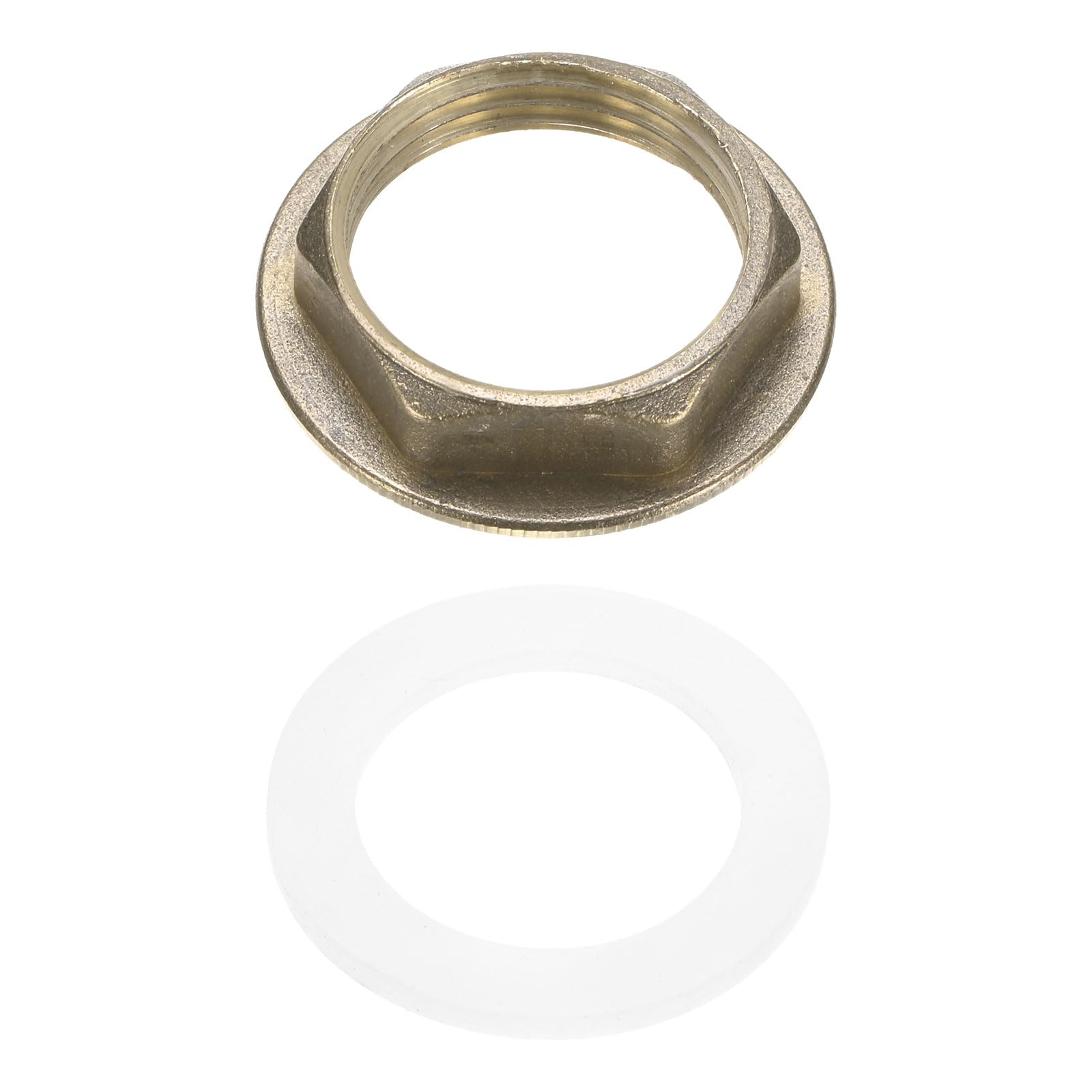 M METERXITY Flange Hex Lock Nut (G 1 Inch Female Thread) 1 PCS - Brass Pipe Fitting Locknuts & with Silicone Washer, Apply to Kitchen Sink Plumbing/Bathroom Basin