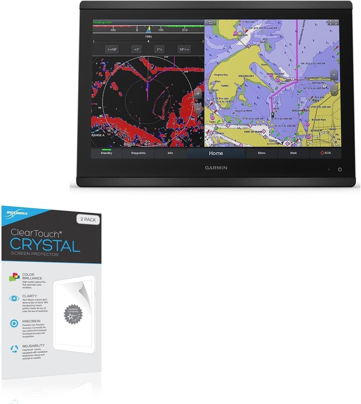 BoxWave Screen Protector Compatible with Garmin GPSMAP 8616 - ClearTouch Crystal (2-Pack), HD Film Skin - Shields from Scratches