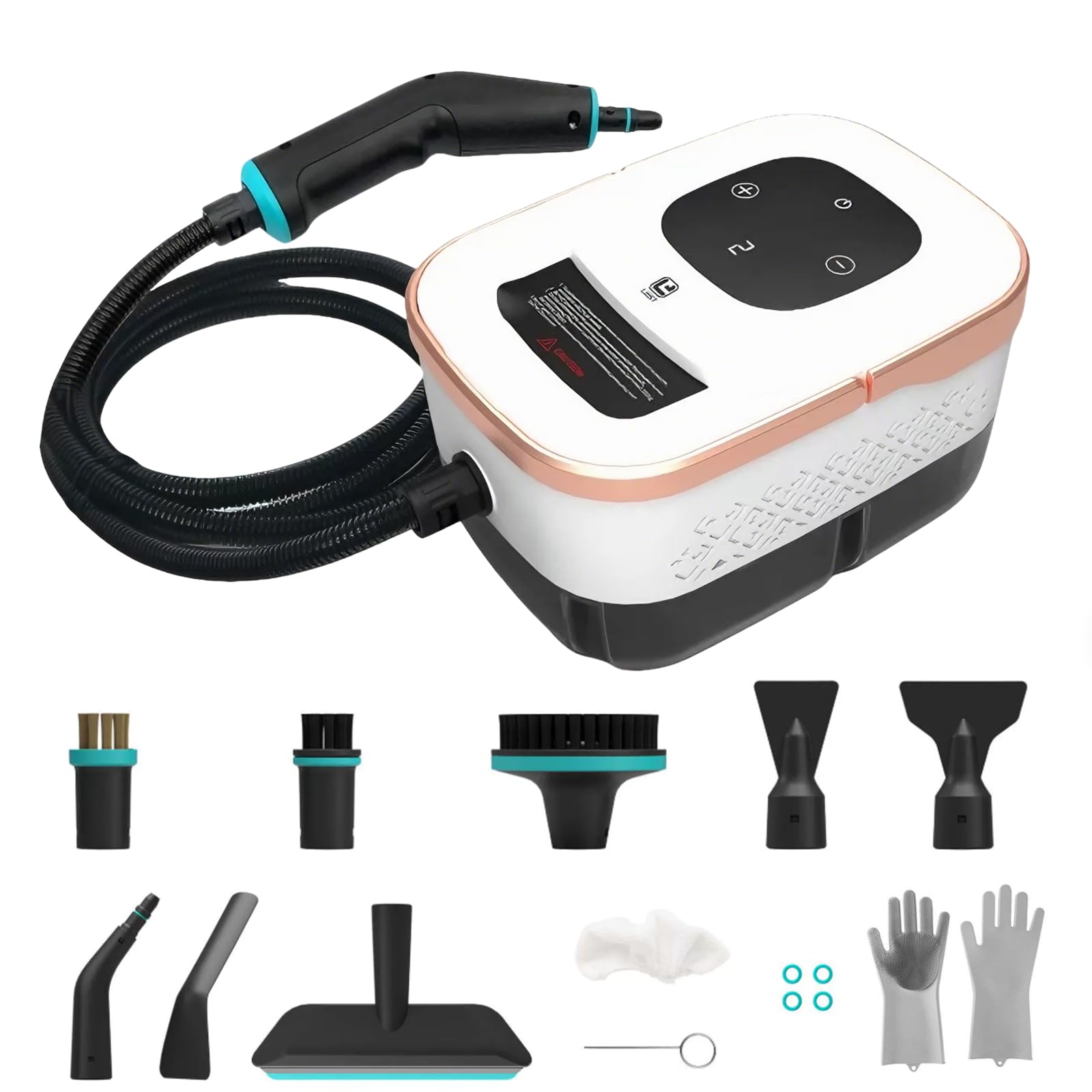 Limpiador de vapor portátil de 2500 W, 4,0 bar, alta presión, 1250 ml, limpiador de vapor de mano, tanque de agua, vapor caliente, 10 accesorios, 6 niveles ajustable, limpiador de vapor para suelo