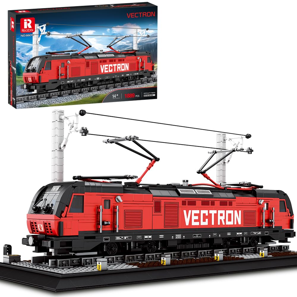 Reobrix 66019 Train Klemmbausteine Technik, MOC Urban Technology Elektro-Personenzug-Baustein-Set, 1889 Teile, tolles Zug Spielzeug-Geschenk für Erwachsene und Jugendliche