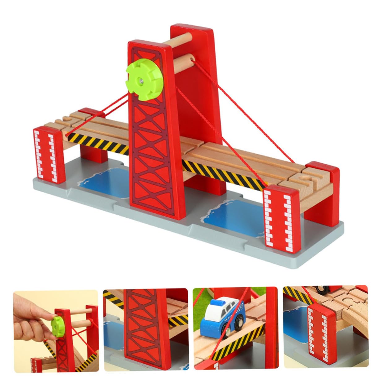 Eisenbahnspielzeug Zugbrücke aus Kunststoff und Holz Rot Kompatibel mit Holz Eisenbahnschienen Fördert Logisches Denken Geeignet für Kinder und Kleinkinder zur Weihnachtszeit