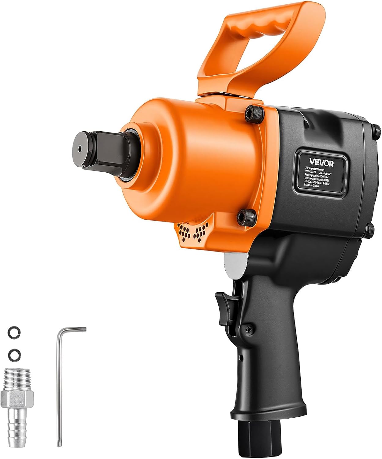 VEVOR 1 Inch Air Impact Wrench, Up to 1200 ft-lbs Nut-Busting Torque, 16.4 lbs Lightweight Pneumatic Impact Gun with Double Handles for Heavy Duty Repairs and Maintenance