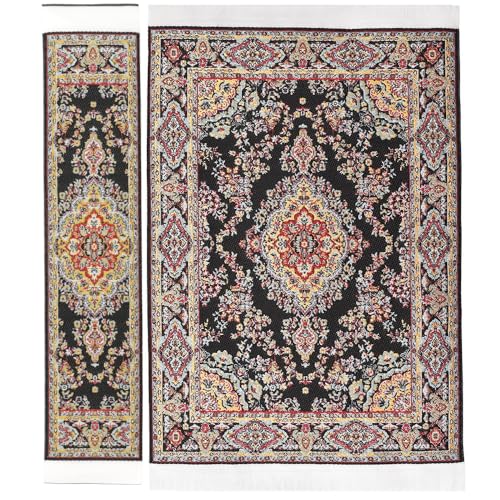 iLAND Miniature Dollhouse Accessories Victorian of Woven Dollhouse Rug 9.4”