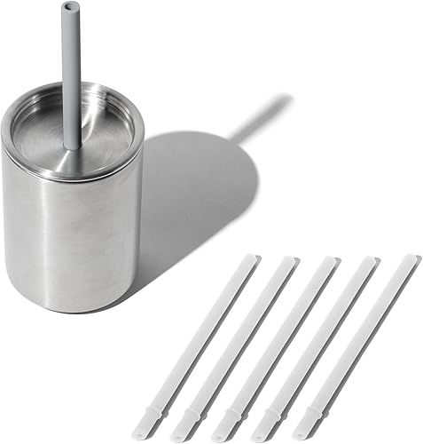 Avanchy Taza para bebé con 5 pajitas, tazas de entrenamiento para bebés y niños pequeños, destete LED para bebés, 6+ meses, acero inoxidable, gris