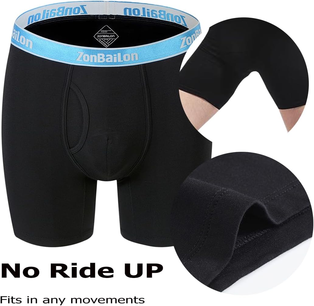 ZONBAILON Mens Underwear Bamboo Viscose Boxer Briefs Multipack with Fly M L XL 2XL 3XL - Image 2