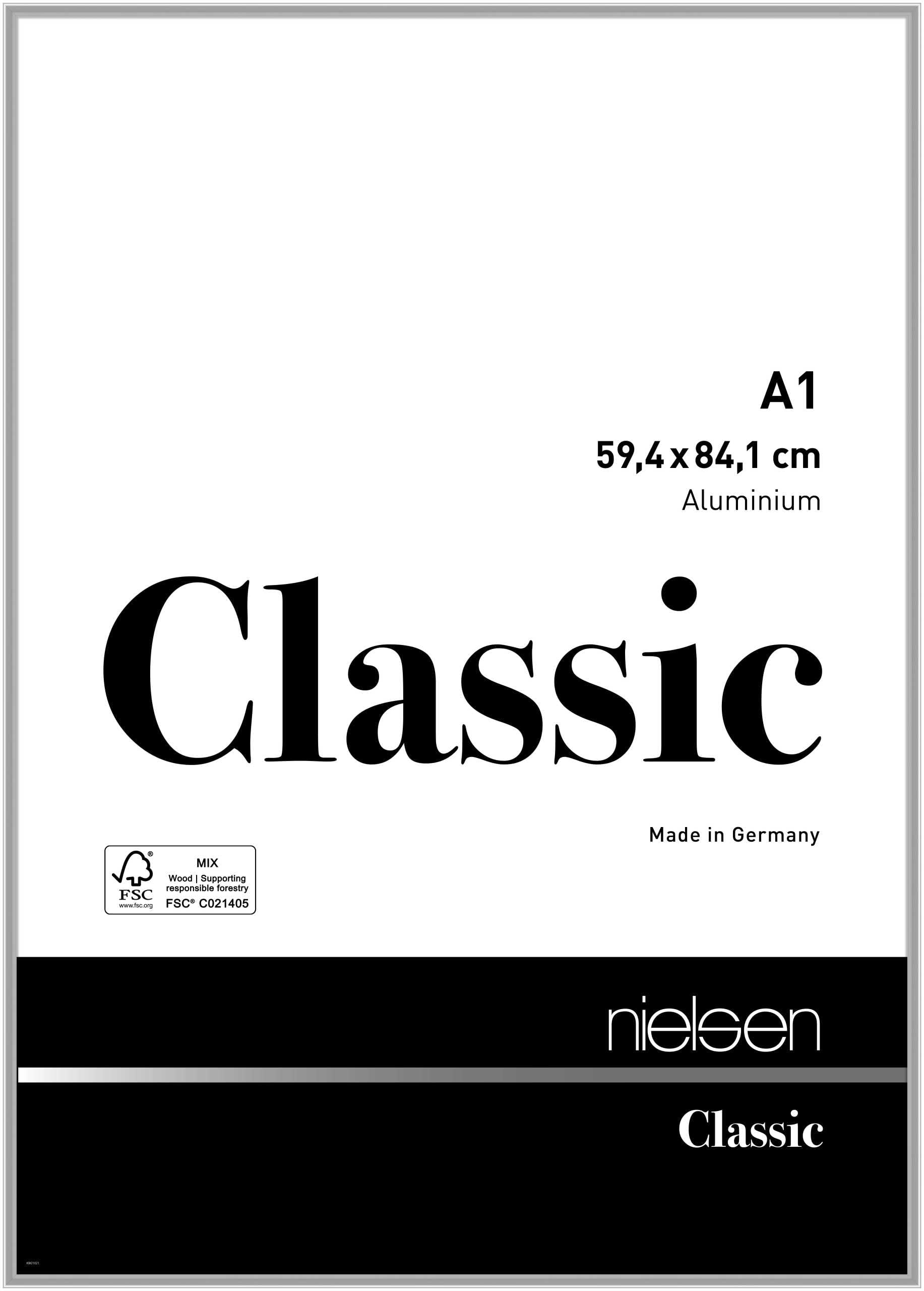 Nielsen Classic Polished Silver Aluminium Picture Frame A159.4X84.1CmWith Float Glass And Push/turn Clips from B&Q