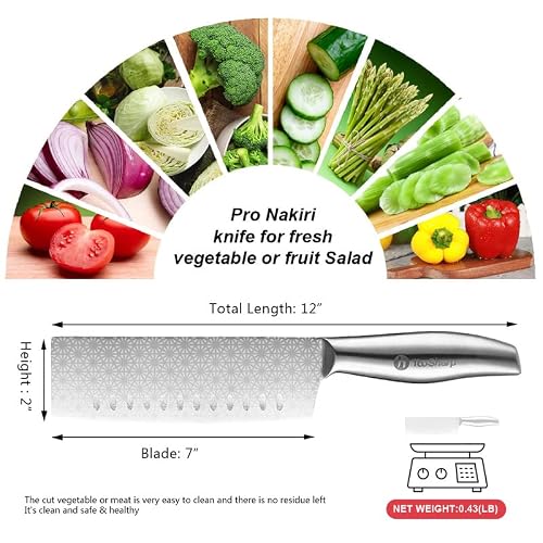 Toosharp Nakiri Vegetable Knife For Cooking, 304 Stainless Steel Handle,Professional 7 Inch German Stainless Kitchen Knife,Good Sharp Helper For Cooking, Meat, Home And Kitchen #TOP1