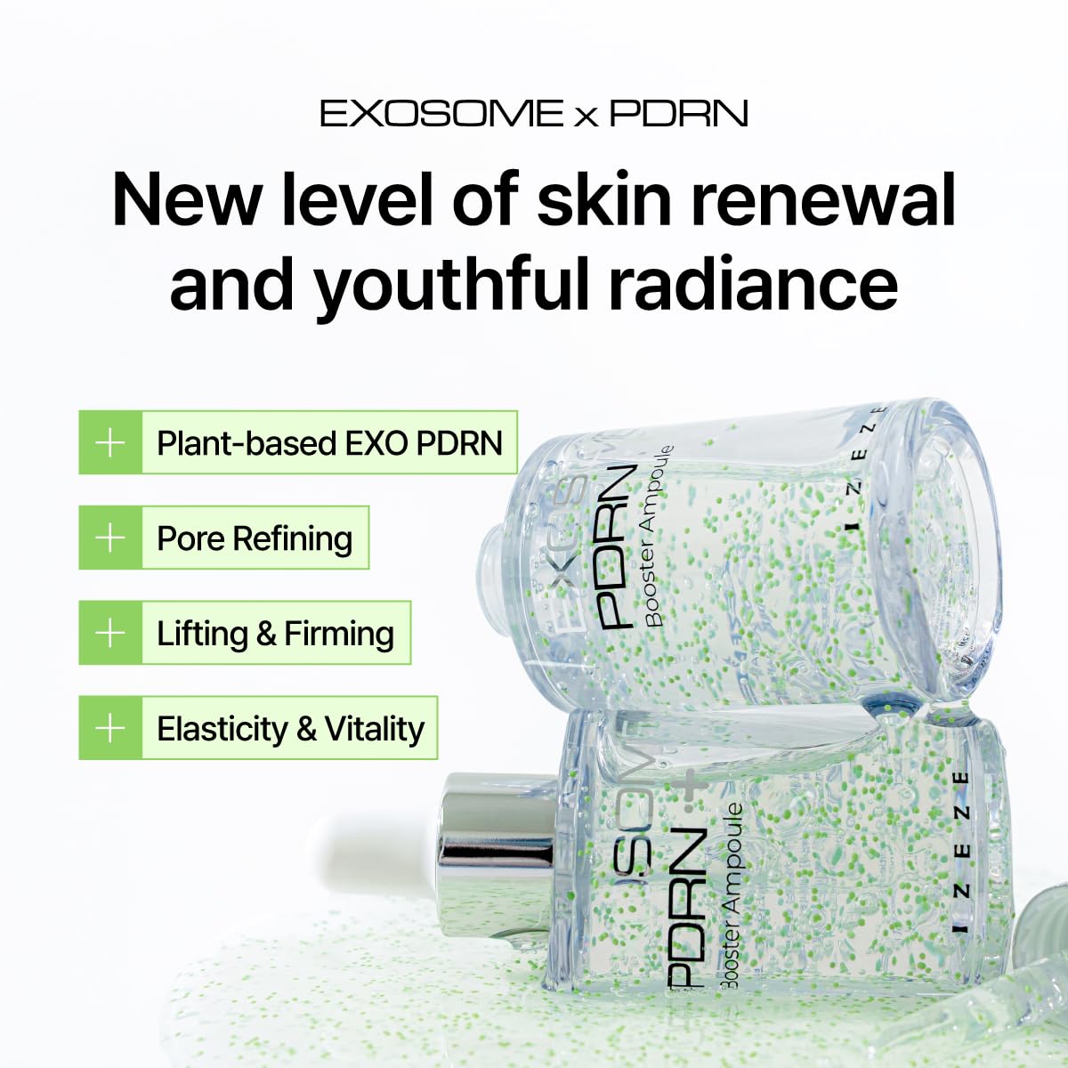IZEZE Exosome PDRN Booster Ampoule 1.01 fl.oz, 30 ml | Lifting and Firming, Plant-Based PDRN, Moisturizer for Dry Skin, Korean Skincare Capsule Ampoule, Centella Ampoule Serum - Image 2