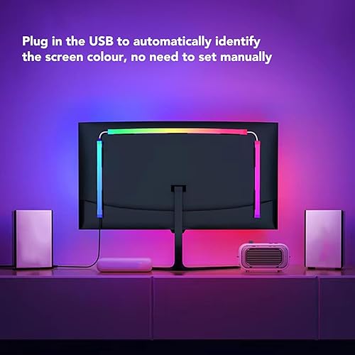 Miniatura 7 de PUSOKEI Computer RGB Light Strip with Screen Sync, 77 LEDs Autob Color Matching for 32 Inch Monitor, USB Powered Gaming Ambient Lighting for Wins PC