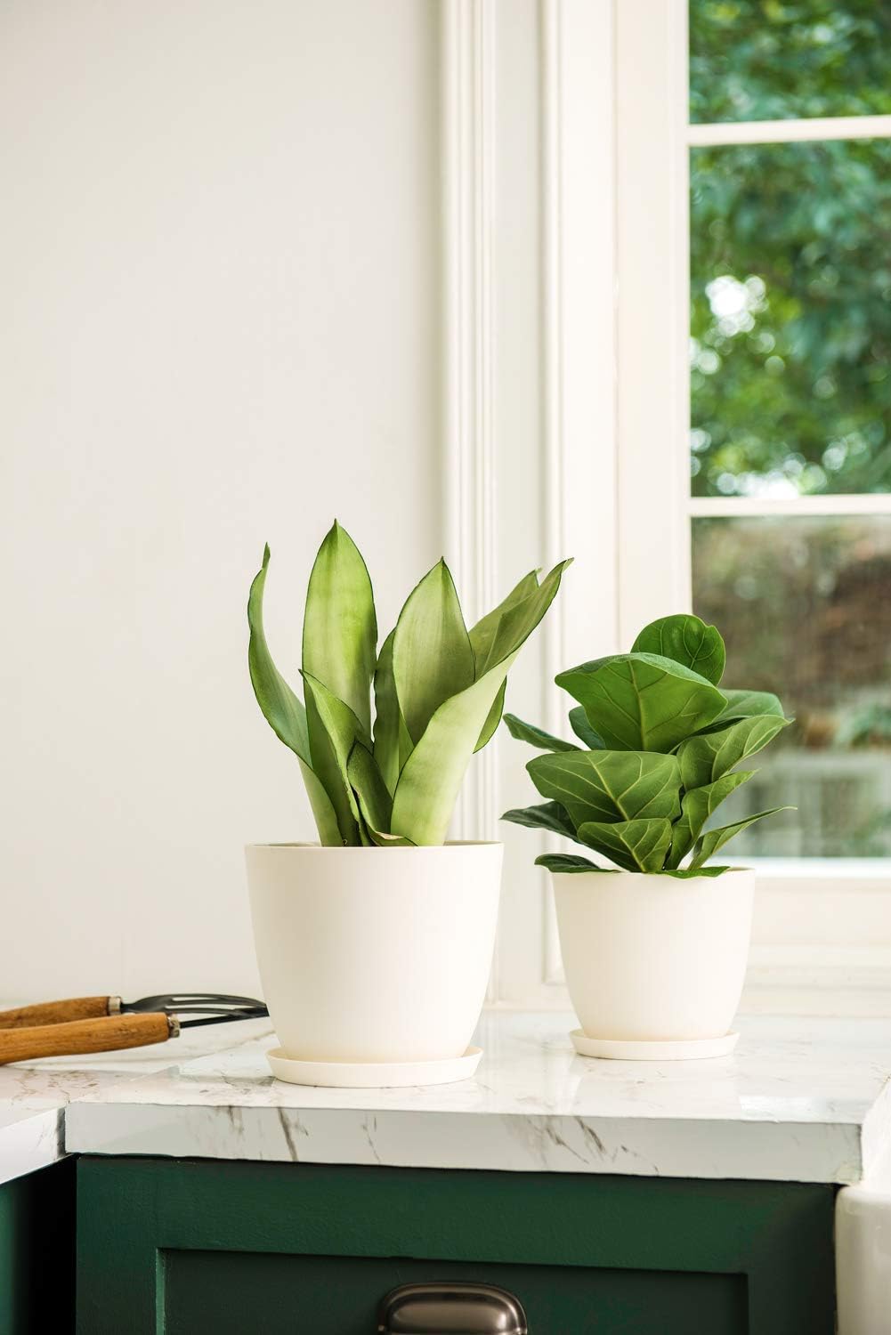 Mkono 4.5 and 6.5 Inch Plastic Planters Indoor Set of 10 Flower Plant Succulent Pots Modern Gardening Pot with Drainage for All House Plants, Herbs, Flowers, and Seed Nursery, Cream White : Patio, Lawn & Garden