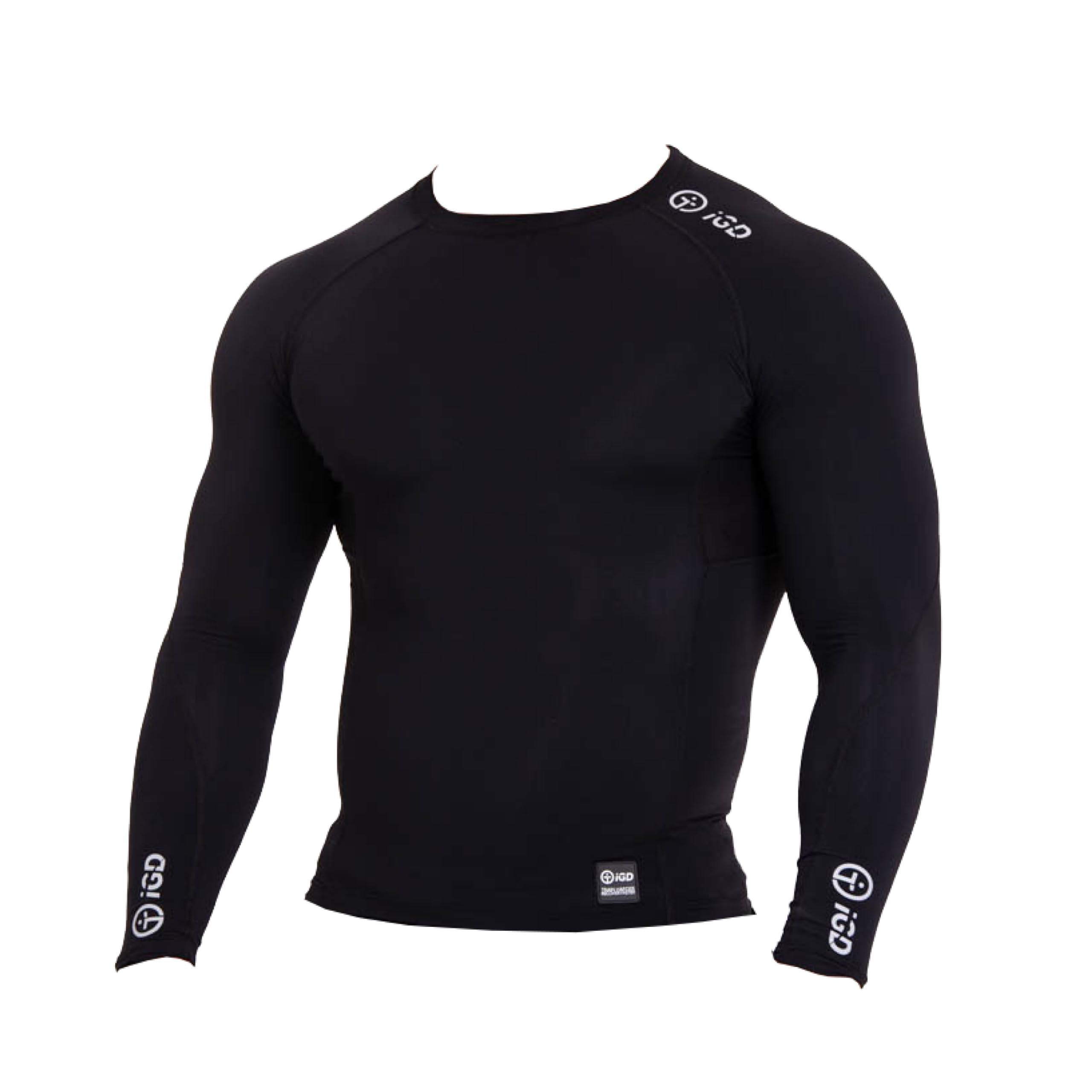 Igd Men's Black - Compression Shirt For With Muscle Recovery And Joint Support For The Gym, Running And More, Thermal Base Layer, Unrivalled Comfort, Moisture Wicking (Black) (M)