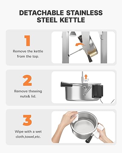 Miniatura 7 de Máquina comercial de palomitas de maíz de 16 onzas, máquina grande de palomitas de maíz para encimera, 1440 W, máquina de maíz de mesa de cine con