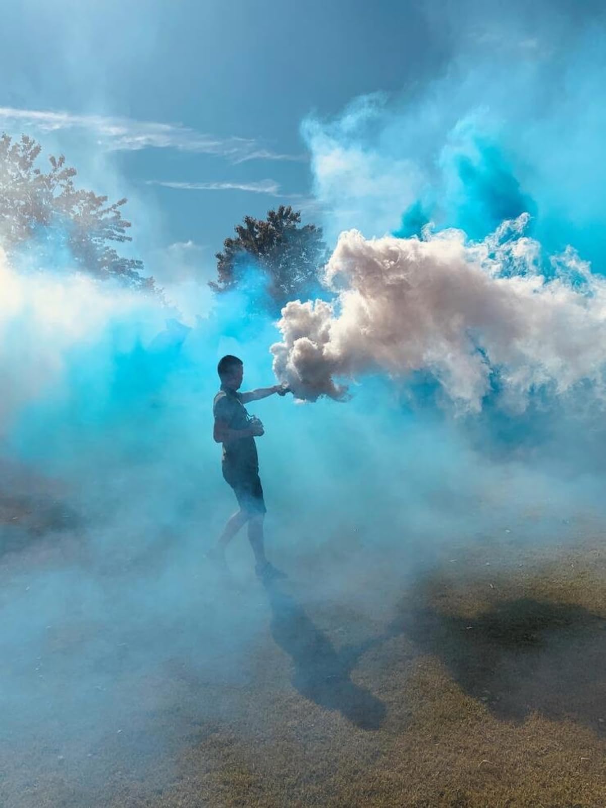 Rauchkörper Smoke Grenades 80 Sekunden im 5er Pack in Rot Blau Gelb Grün Orange Lila Grau Weiß von NICO Europe mit Anhänger (Weiß)