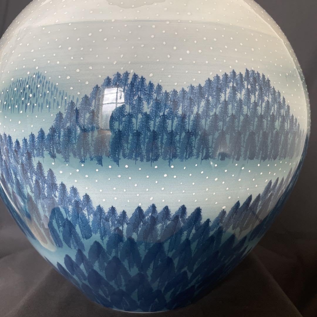Amazon.co.jp: 藤井朱明 花瓶 日展人気作家 特大雪景色 有田焼 人間