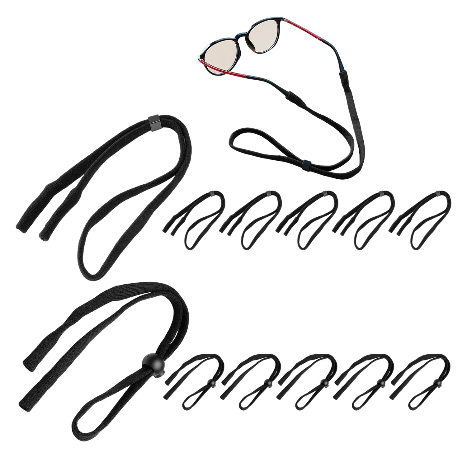 Ubsiuh Black 10 Sports Glasses Ropes, Non-Slip Hanging Neck Ropes, Adjustable Glasses Straps, Outdoor Glasses Fixed Ropes, Running Glasses Lanyards.