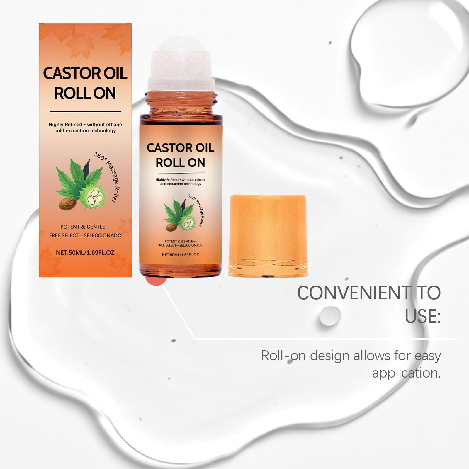 Różowa kulka z rolki kwarcu z olejem rycynowym, organicznym olejem rycynowym tłoczonym na zimno, błyszcząca złota rolka na oleju rycynowym, kulka z czystego organicznego oleju rycynowego (5szt.)