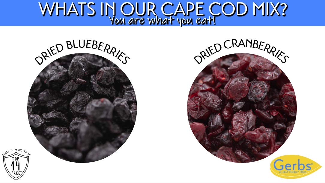 Gerbs Sweetened Blueberry & Cranberry Dried Fruit Snack Mix 2 lbs. | Unsulfured, No Preservatives, Resealable Bag | Naturally Sweet & Chewy with Tart Berry Flavor | Top 14 Allergen-Free