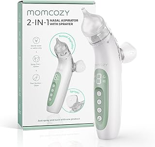 BreezyClear™ 2-in-1 Electric Nasal Aspirator for Baby with Spray, 65kPa Hospital-Grade Suction, 4 Adjustable Levels, Quiet & Portable Nose Cleaner with Soothing Light & Music