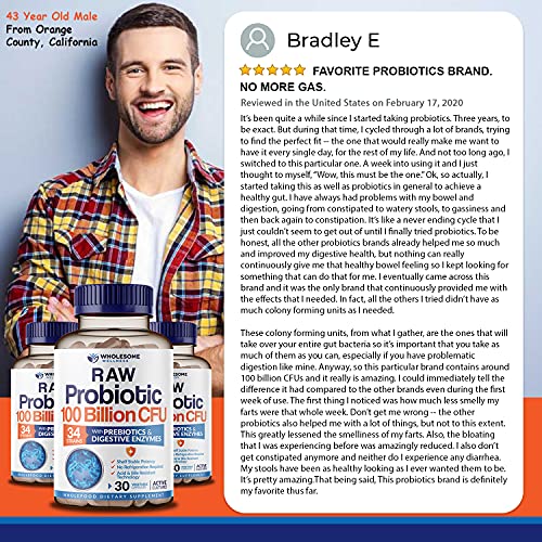 Organic Probiotics 100 Billion CFU, Dr Formulated Probiotics for Women, Probiotics for Men and Adults, Complete Shelf Stable Probiotic Supplement with Prebiotics & Digestive Enzymes; 30 Capsules