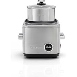 Arrocera Vaporera CUISINART CRC400E Arrocera multifunción para 6 Personas con Bandeja de Acero INOX para Pescado, Carne y Verduras al Vapor, función Mantener el Calor, Tapa Vidrio Transparente, 450 W