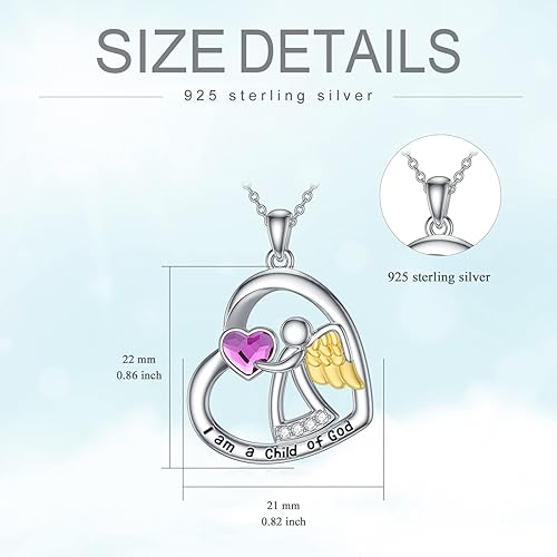 Miniatura 4 de AOBOCO Collar de plata de ley 925 con ángel guardián, joyería de cumpleaños para mujeres y ella