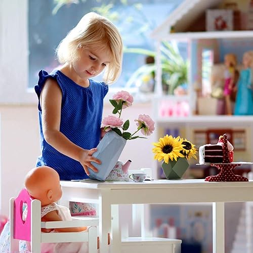 Miniatura 5 de Juego de 5 floreros geométricos de silicona para arreglos florales de niños, moderno jarrón decorativo para decoración del hogar, sala de estar,