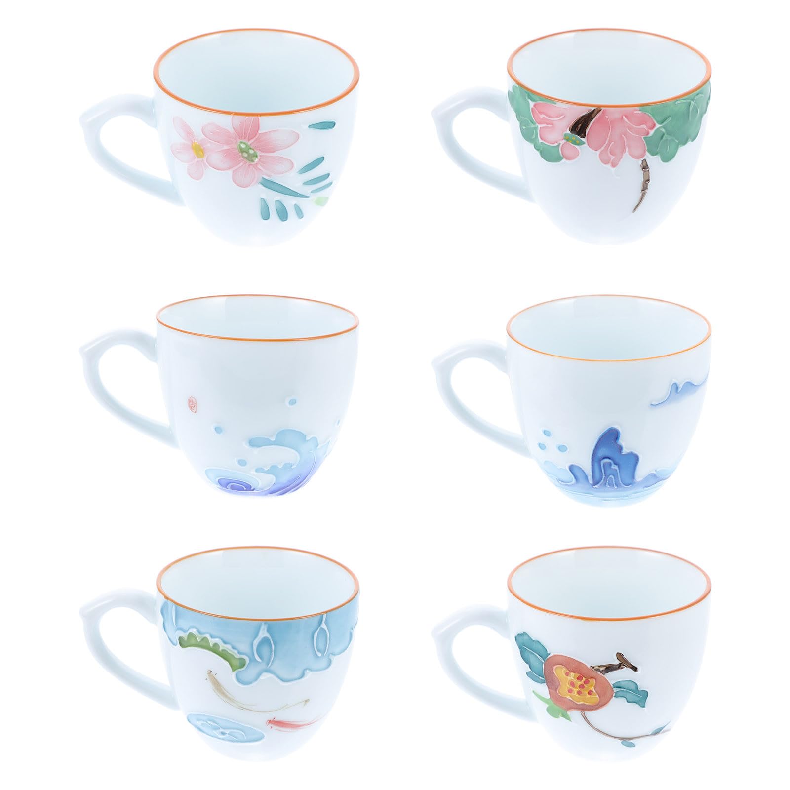 Set 6 Tazze da Tè in Resistente al Calore Design Retro e Unico Tazze per Riunioni di Tè