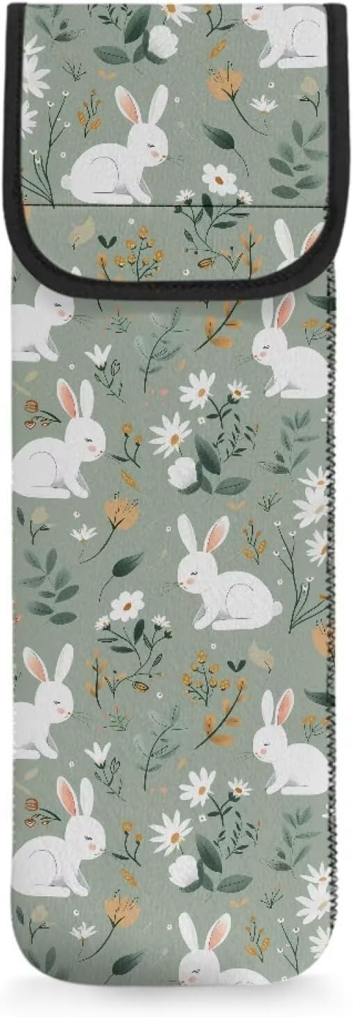 Cute Bunny Curling Iron Cover Heat Resistant Travel Flower Hair Tools Travel Bag Travel Curling Iron for Holiday Easter Curling Iron Case for Travel Curling Iron Covers for Travel