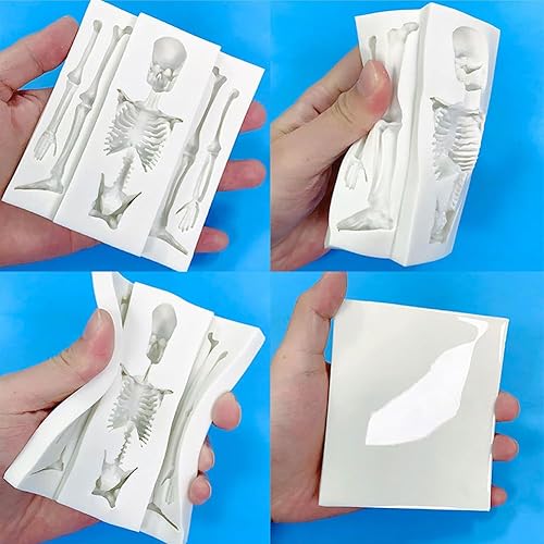 Miniatura 3 de Molde de silicona para fondant de esqueleto de calavera de Halloween, molde de resina epoxi de chocolate, molde para hornear pudín de azúcar