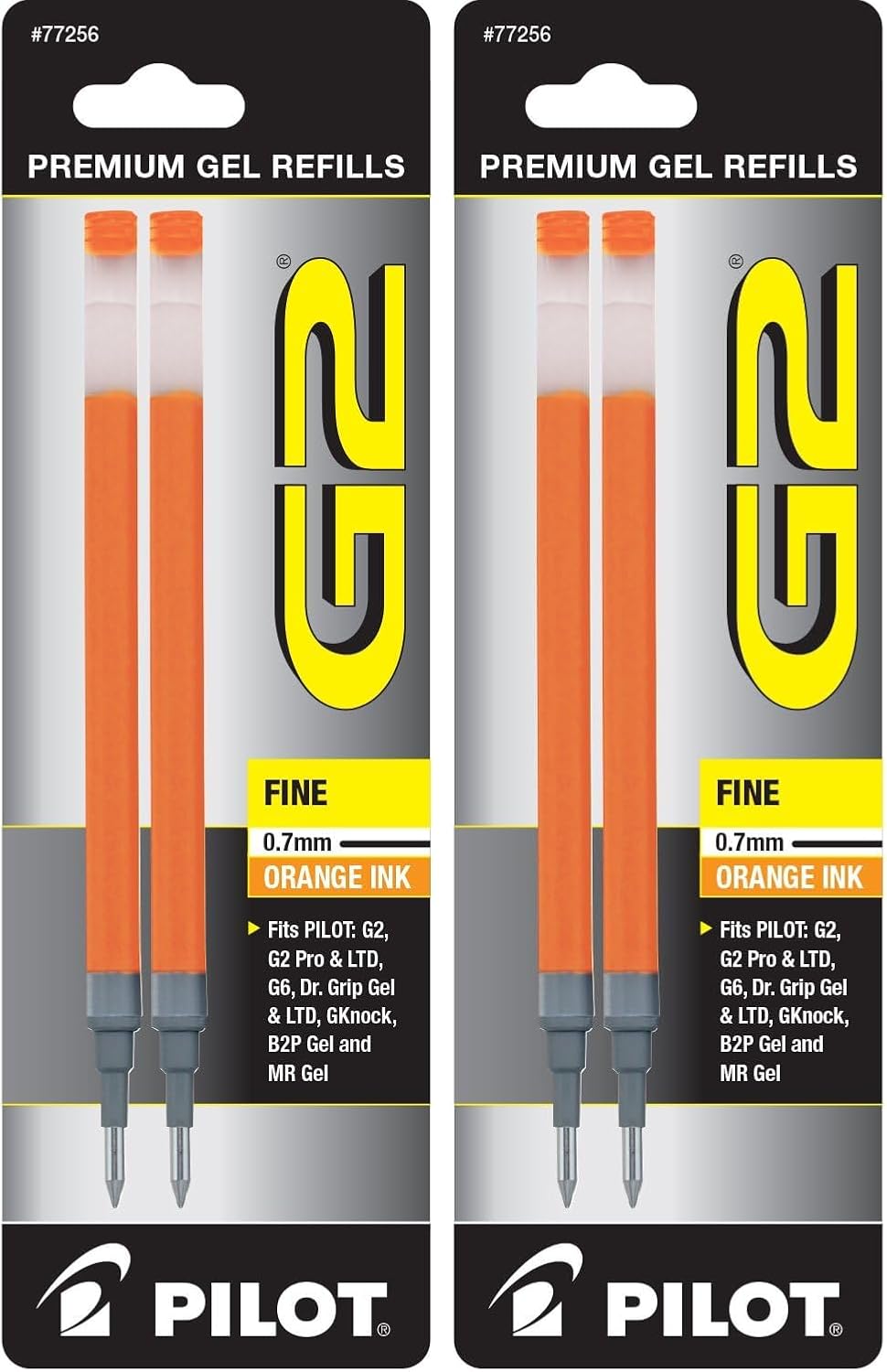 Pilot, G2 Gel Ink Refills, Fine Point 0.7 mm, Orange, Pack of 2 image 2