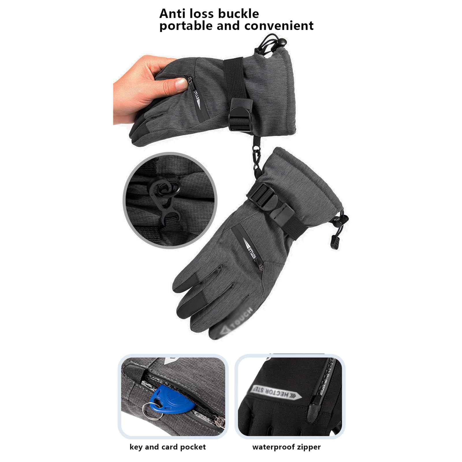Guanti da Sci Touch Screen, Guanti da Sci da Escursionismo da Equitazione Antivento Caldi da Donna, Guanti Invernali da Donna per la Stagione Fredda