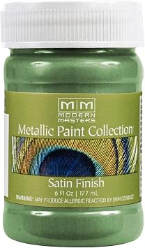 6 oz Modern Masters ME434 Mystical Green Metallic Paint Collection, Satin Water-Based Decorative Metallic Paint