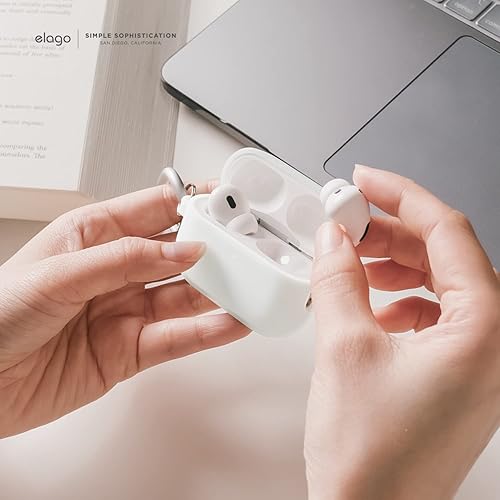 Miniatura 4 de elago Funda compatible con AirPods Pro 2 (2022), funda de silicona con llavero, LED frontal visible, soporta carga inalámbrica Nightglow Blue