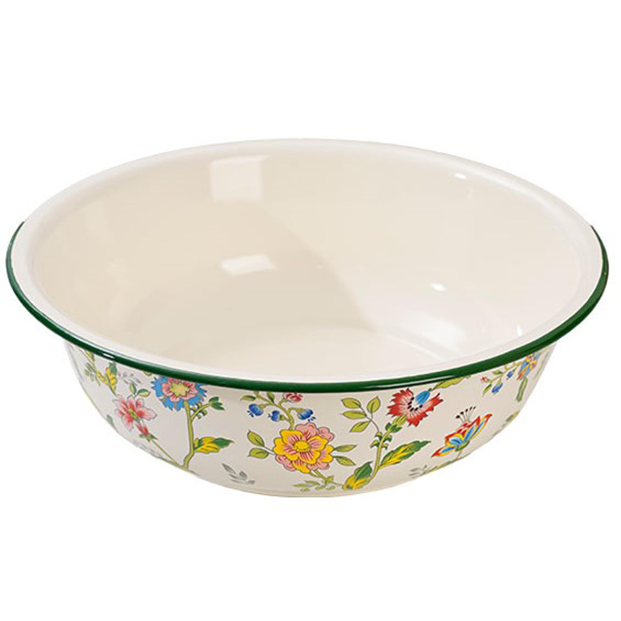 Large Enamel Bowl, 14.17 Inch Thick Food-Grade Tableware for Mixing, Washing & Serving, Large Enamel Bowl