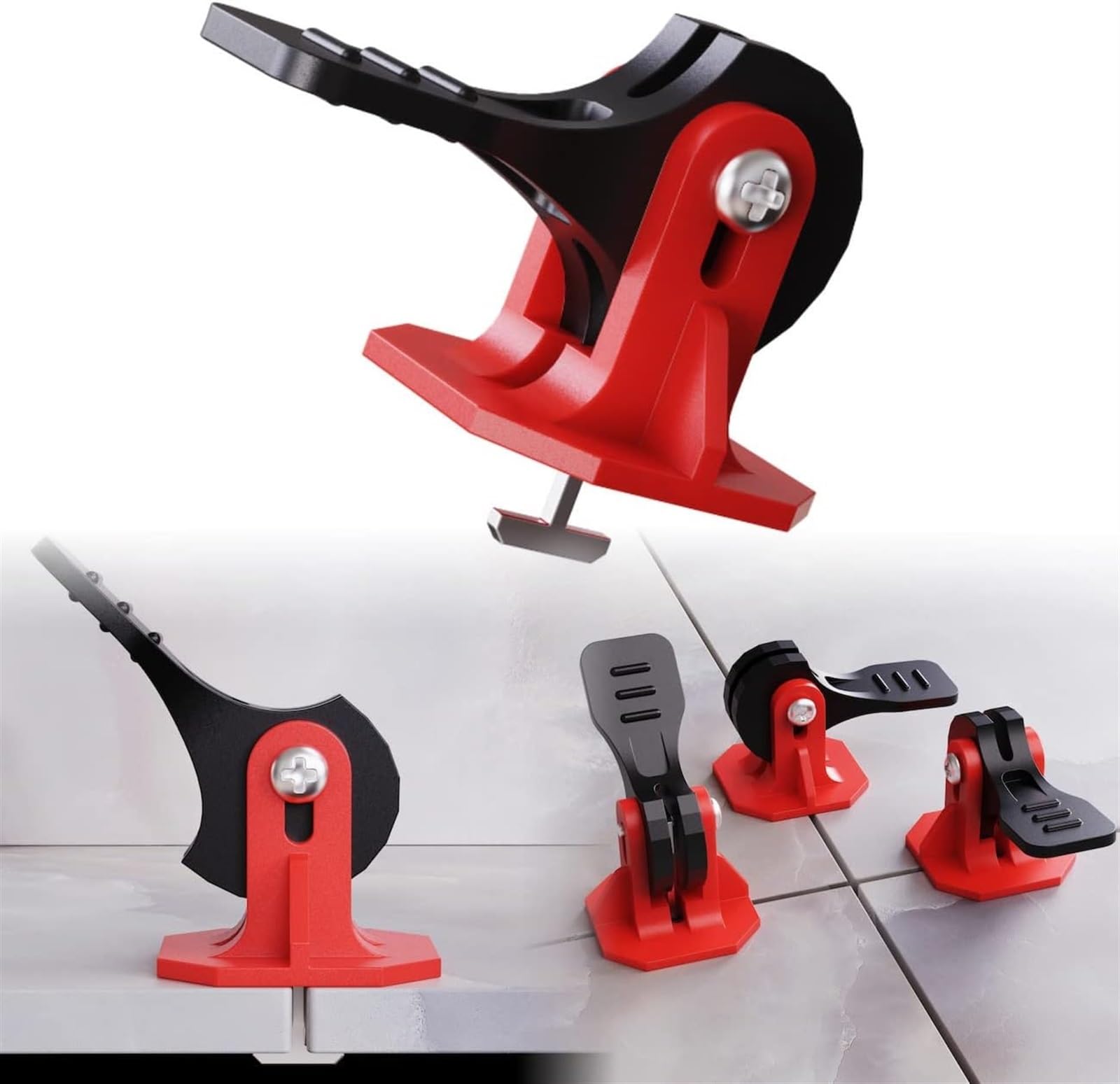 THE WHITE SHOP 50 Pcs Tile Leveling System, Reusable Tile Tools for Installation Tile Spacers Leveling System Floor Leveling Tools Floor Leveler Self Leveling Compound, Red