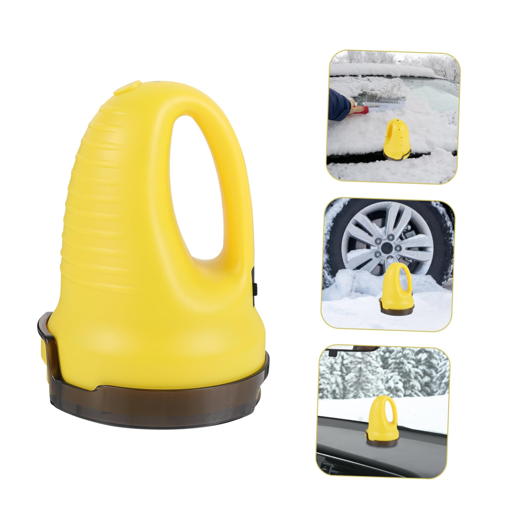 Raspador de Nieve para Coche Eléctrico de Abs Amarillo | 1 Juego Cable Usb, Diseño Compacto y Mango Curvo, Uso en Invierno para Quitar Hielo y Escarcha