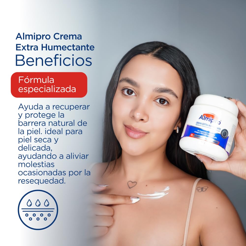 almipro Extra Moisturizing Cream for Dry & Delicate Skin – Hydrating & Nourishing Body Cream with Calendula & Almond Oils – Supports Skin’s Natural Barrier – Fragrance-Free & Non-Greasy – 15 oz