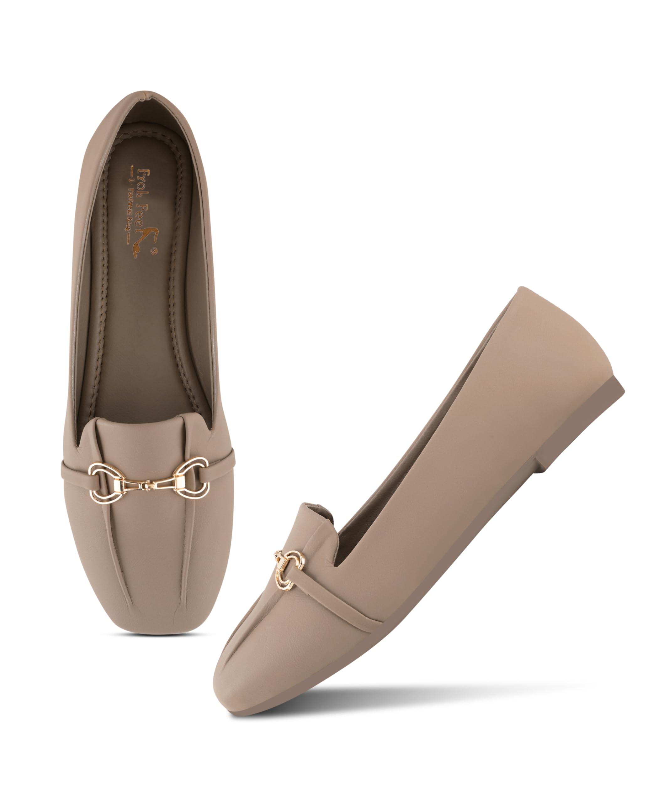 Froh Feet Timeless Bit Loafers for Women Sophisticated Square Toe Flat Shoes with Gold Link Detail for Daily Style-picture-47
