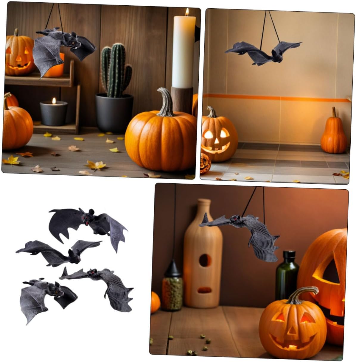 Abaodam 8pcs Realistic Hanging Bat Decorations Set, Simulation Flying Bat Pendants for Indoor and Outdoor Halloween Party, Window Hanging Pendant Halloween Supplies, Large and Small Thick