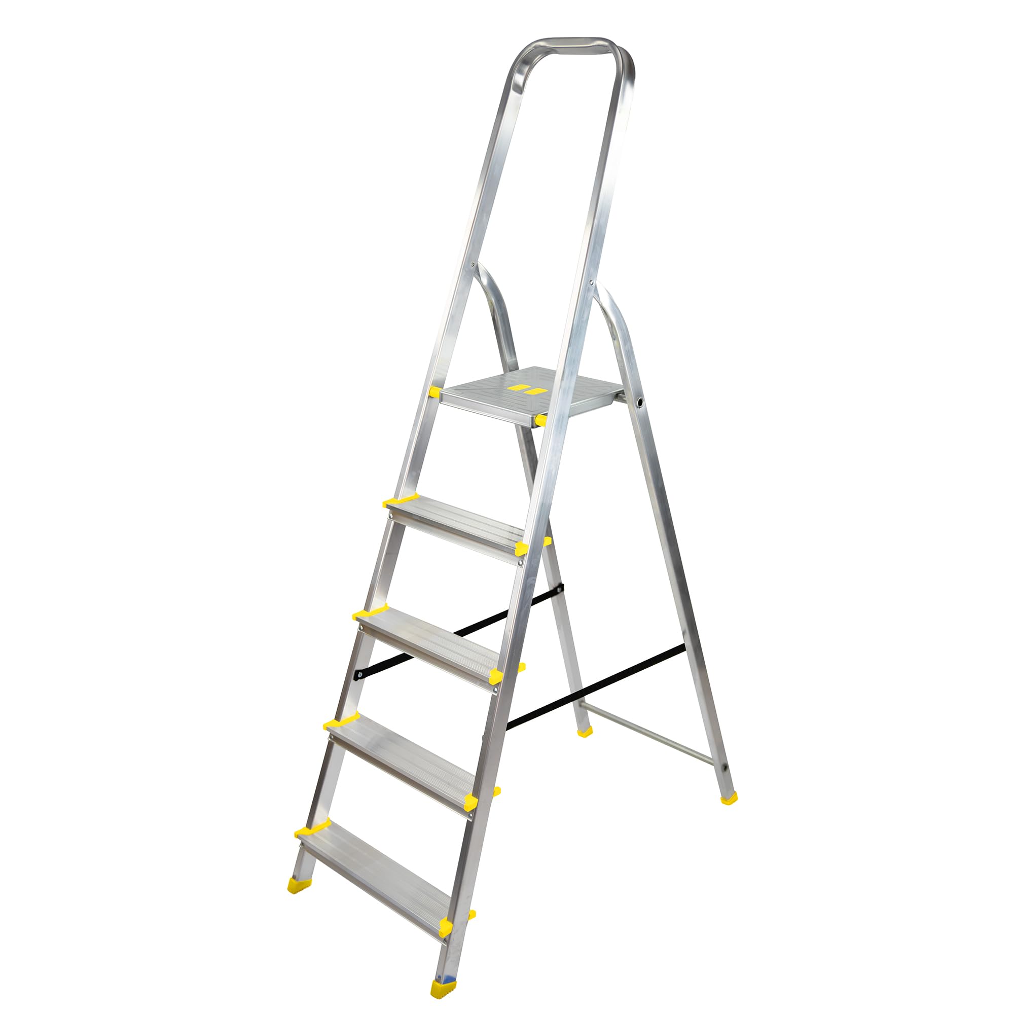 Escalera de 5 peldaños estable con pasamanos para alcanzar alturas de forma segura