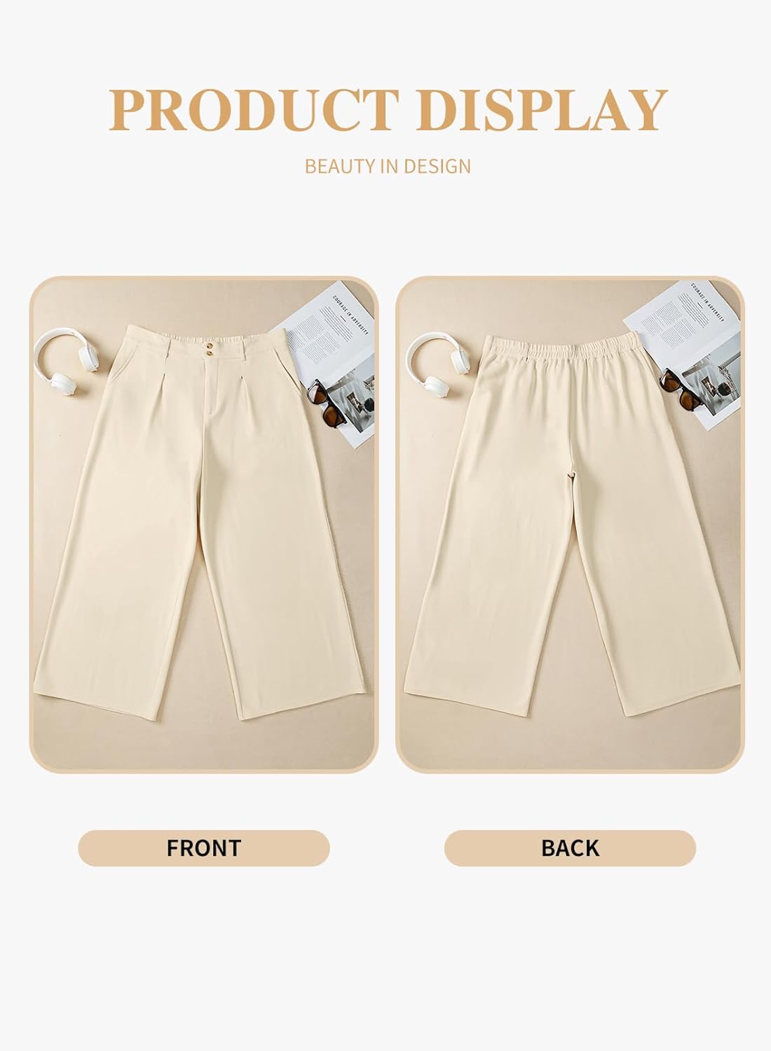 Eytino Womens Plus Size Wide Leg Pants Elastic High Waisted Casual Work Pants Lounge Trousers with Pockets (1X-5X) - Image 4