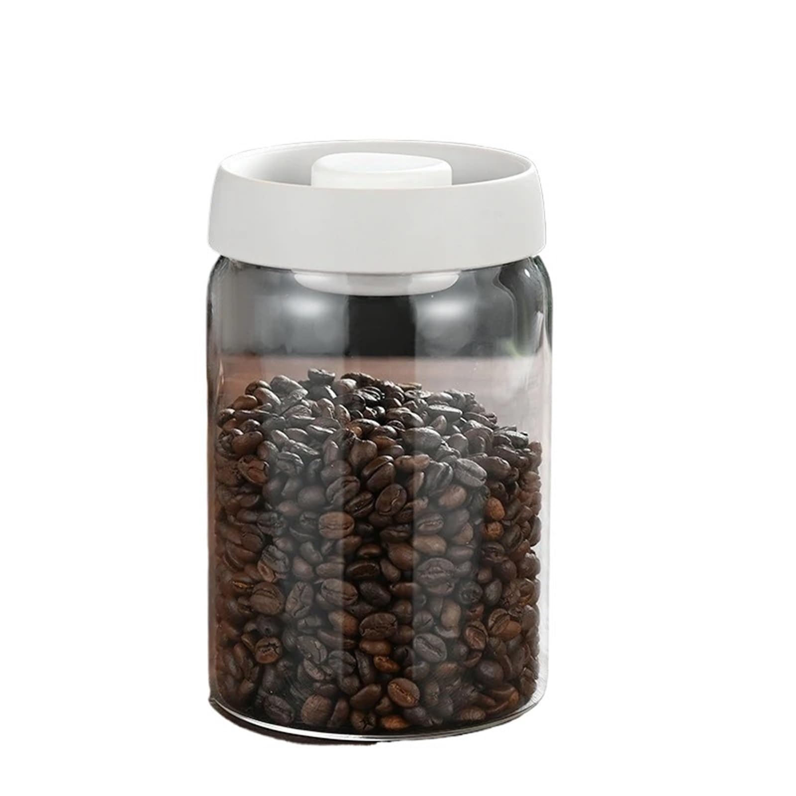 Vorratsglas Presstyp-Kaffeebohnen, vakuumversiegelter Tank, Glas, Lebensmittelaufbewahrung, frischhaltende Kaffeegläser, ganze Körner, Tee, Süßigkeiten, Vorratsdose(White-1200ml)