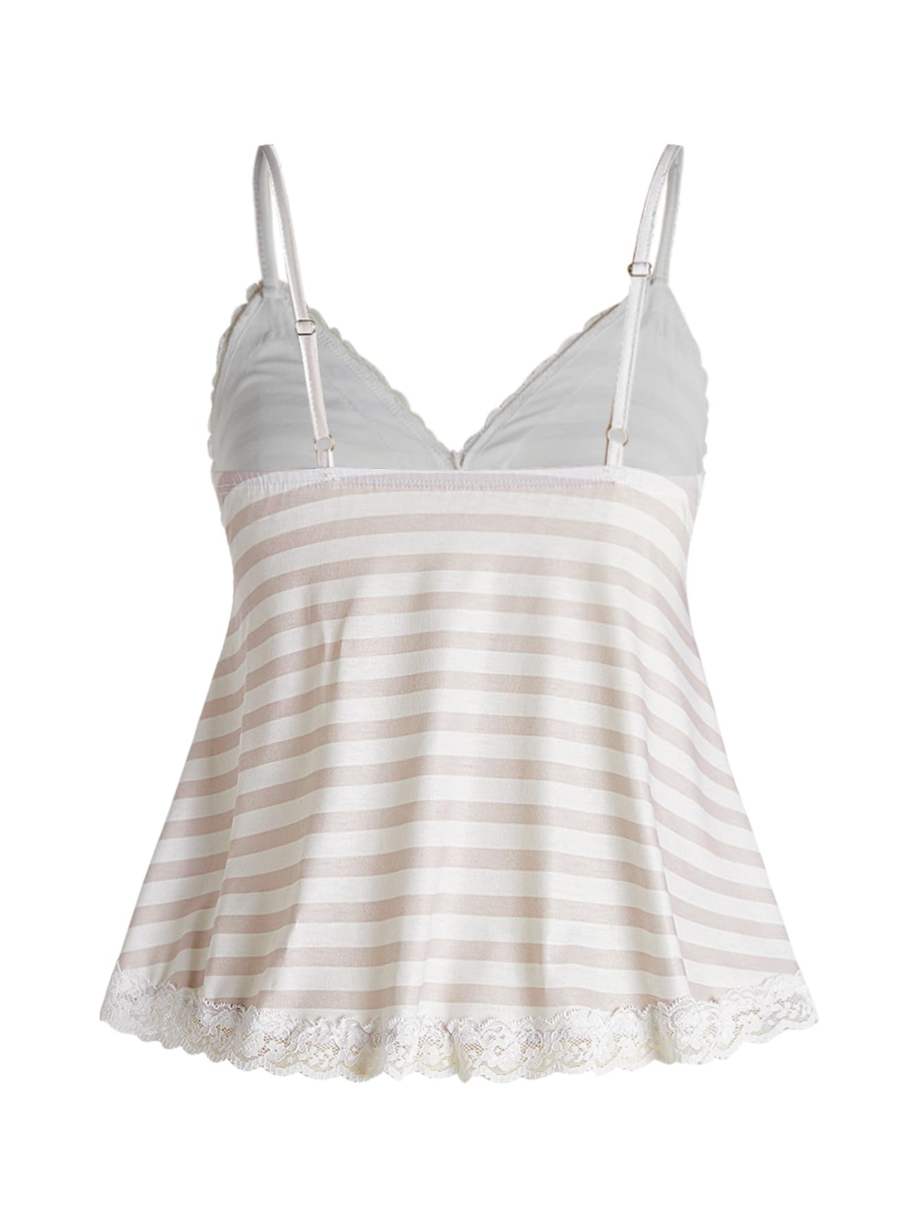 SOLY HUX Womens Y2K Lace Cami V Neck Sleeveless Striped Shirt Spaghetti Strap Camisole Gothic Tops: Small Khaki Striped