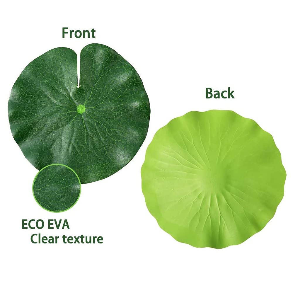 15 Pezzi Foglie Galleggianti, Artificiale Loto Decorativo, Foglie di Loto Artificiale, Ninfee Decorazione Galleggianti, 12 Lotus Leaves and 3 Lotus Leaves, for Pond Decoration